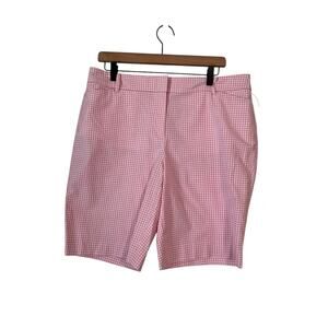 Talbots Perfect Short 9.5 Bermuda Pink White Gingham Size 14 Petite